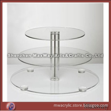 Clear Round 3 Tier Maypole Big Cupcake Stands